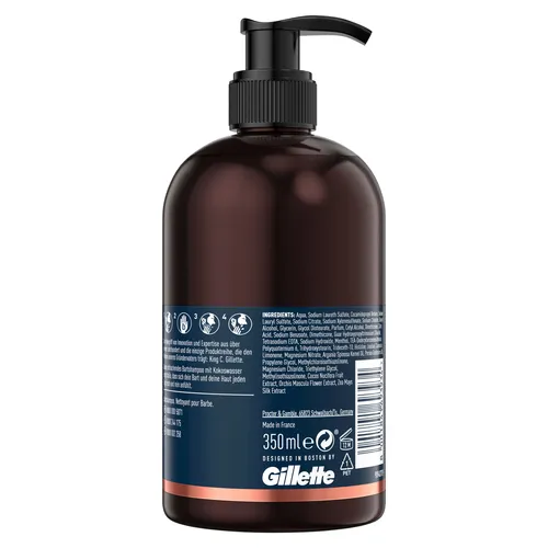 Gillette King C. Beard & Face Wash 350 ml - Rasur- & Bartpflege: Bartshampoo für Herren, das sanft reinigt und Feuchtigkeit spendet, für einen sauberen und weichen Bart.