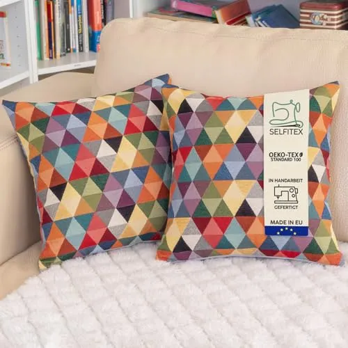 Selfitex Dekokissen Set - Buntes Muster in 2er Set, 30x50/40x40/50x50 - Dekokissen Set mit hochwertigem Gobelin Kissenbezug und weichem Füllkissen, Made in Germany - für ein modernes Wohnambiente und hohen Komfort.