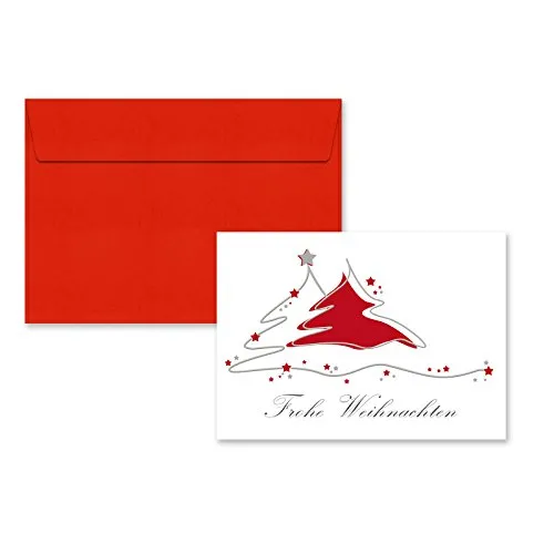 5er Pack Klappkarten mit Umschlag Weihnachtskarte Tannenbaum Grußkarte Glückwünschkarte Klappkarte Karte mit Umschlag DIN C6