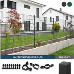 Doppelstabmattenzaun MORATA - Anthrazit, vielseitige Variantenauswahl - Gartenzäune aus robustem Doppelstabmattenzaun in Anthrazit - ideal für eine sichere und stilvolle Begrenzung Ihrer Außenanlagen.
