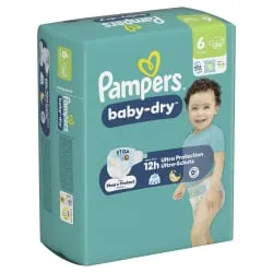 Procter & Gamble Service GmbH Pampers Baby Dry 6 Extra Large Windeln, 13-18 kg, Babywindeln mit Auslaufschutz die ganze Nacht, 1 Single Packung = 24 Windeln 8006530143639