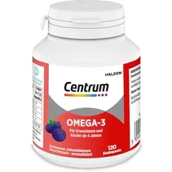 Centrum Omega-3 Kaukapseln - Arzneimittel zur Nahrungsergänzung mit wertvollen Omega-3 Fettsäuren und Vitamin E. Leckerer Schwarze Johannisbeere-Geschmack, ideal für Kinder ab 4 Jahren und Erwachsene.