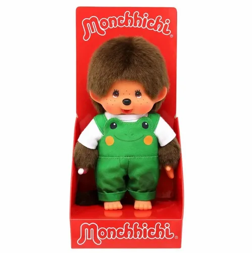 Sekiguchi 203871 Monchhichi Junge - Kuscheltier mit Frosch-Motiv - Niedliches Plüsch-Spielzeug, ca. 20 cm groß, mit weichem Fell und Nuckel in der Hand, perfekt zum Kuscheln und als Geschenk für Kinder und Sammler.
