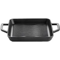 Gusseiserne Grillpfanne 25 x 25cm schwarz mit 2 Griffen - Robuste Gusseisen-Grillpfanne, ideal für gleichmäßiges Grillen und Braten, mit 2 praktischen Griffen für einfaches Handling.