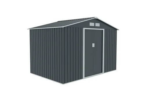 HATTORO Gartenhaus - Satteldach aus verzinktem Stahlblech - Gartenhäuser aus widerstandsfähigem Metall, ideal für langlebige Nutzung im Garten, Maße: 277x191 cm, inklusive Doppelschiebetür für einfachen Zugang.