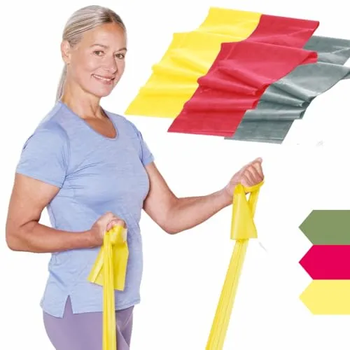 TheraBand 1,50m Set-Bundle | Latexfreies Fitnessband für Ganzkörpertraining - Entdecke das TheraBand Gymnastikband für effektives Training zu Hause. Ideal für Kraft- und Rückenübungen, bietet es vielseitige Einsatzmöglichkeiten und hilft dir, deine Fitnessziele zu erreichen.