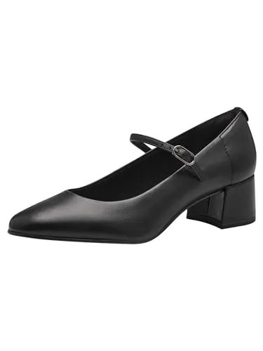 Tamaris Damen Pumps Riemchen Leder Blockabsatz 1-22311-43, Schwarz, Größe: 38 EU - Elegante Pumps aus hochwertigem Leder mit rutschfestem Blockabsatz (4,5 cm) für optimalen Komfort. Perfekt für Büro und Freizeit – stilvoll und bequem!