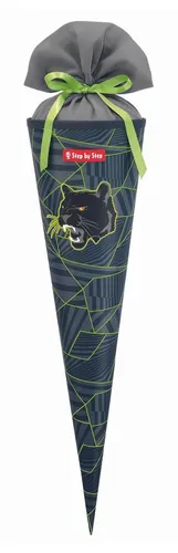 Step by Step Schultüte Dark Cat Chiko - Schultüten mit geometrischem Muster, 66 cm hoch und perfekt für den Schulstart. Hergestellt aus leichtem Polyester, ideal für kleine Schulanfänger.