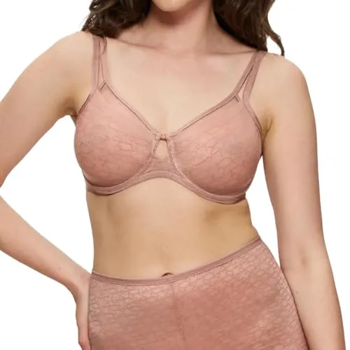 Triumph BH Signature Sheer W01 EX Beige E 65 Damen - Funktionsunterwäsche - Eleganter Minimizer-Bügel-BH mit optimalem Komfort und einem raffinierten transparenten Design für eine schöne Silhouette.