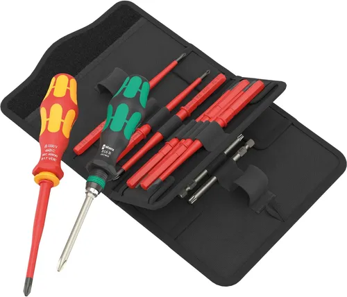WERA Wechselklingen-Set 05220011001, Kompakt Special Edition 1 VDE, 18-teilig - Werkzeugsätze mit 18 hochwertigen VDE-Wechselklingen für sicheres Arbeiten an elektrischen Anlagen, kompakt und praktisch für Profis.