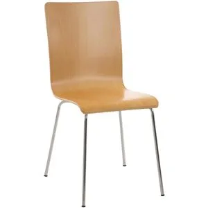 CLP Besucherstuhl Pepe - Vierfußstuhl aus Holz - Bürostuhl mit robuster Holzsitzschale und verchromtem Metallgestell. Hohe Belastbarkeit bis 120 kg, pflegeleicht und ideal für Empfangsbereiche oder Konferenzräume.