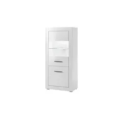 Vitrine Bianco Highboard - Elegante Glasvitrine in Weiß Hochglanz - Schränke & Wandschränke, modern und stilvoll, ideal für Ess- und Wohnzimmer, mit praktischen Türen und einfacher Montage.