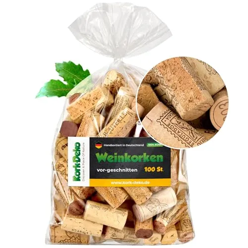 vor-geschnittene, gebrauchte Weinkorken zum Pinnwand-Bau | Naturkorken (Flaschenkorken) aus Weinflaschen, bereits fertig geschnitten, zum Basteln und Dekorieren (Bau einer Pinnwand - DIY) 100