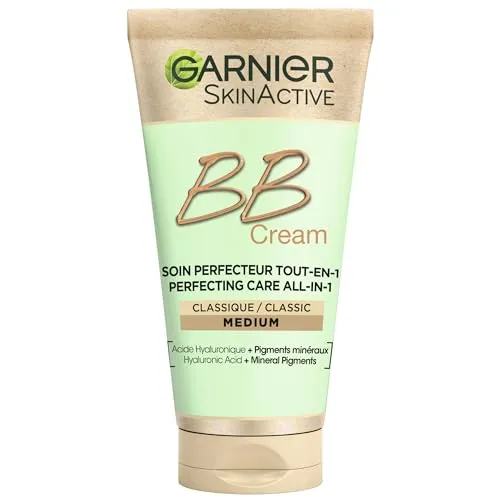Garnier Miracle Skin Perfector BB Cream Klassik medium - BB Creme für mittlere Hauttypen mit Hyaluronsäure und Aloe Vera, spendet bis zu 24 Stunden Feuchtigkeit und schützt mit Lichtschutzfaktor 15 vor UV-Strahlen.