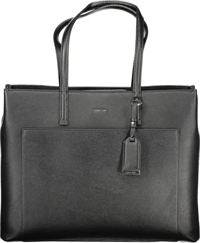 Shopper CALVIN KLEIN "CK MUST MEDIUM SHOPPER_CAVIAR", Damen, Gr. B/H/T: 40cm x 32cm x 11,5cm, schwarz, Lederimitat, Taschen, Schultertasche Damen, Henkeltasche, Umhängetasche Damen