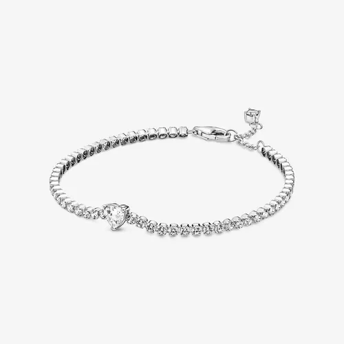 PANDORA Armband Timeless "Funkelndes Herz" - Armbänder für Damen, elegantes Sterling-Silber mit funkelndem Pavé aus Cubic Zirkonia und verstellbarem Karabinerverschluss für perfekten Sitz.