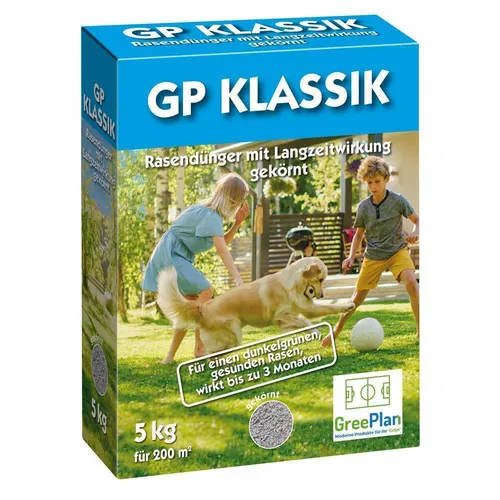 GP Klassik Rasenlangzeitdünger 5kg - Mineralischer NPK-Dünger für 200 m² Rasen, sorgt für langanhaltendes Wachstum und kräftige Grüns im Frühling und Sommer.