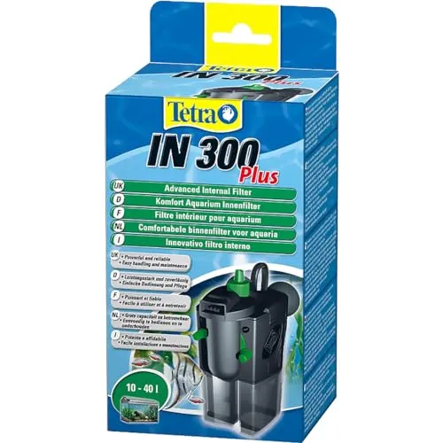 Tetra IN 300 plus Aquarium Innenfilter - Aquarienfilter für 10 - 40 Liter, bietet mechanische, biologische und chemische Filterung für klares Wasser und gesunde Aquarienbewohner.