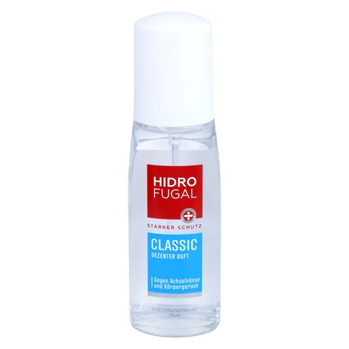 Hidrofugal CLASSIC Zerstäuber 75 ml - Starkes Deo Spray ohne Ethylalkohol - Hidrofugal CLASSIC – Effektives Deo Spray mit sanfter Formel für zuverlässigen Schutz gegen Achselnässe und Körpergeruch. Dezenter Duft und einfache Anwendung für ein frisches Gefühl den ganzen Tag.