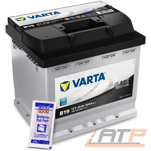 VARTA 12V 45Ah Autobatterie Starterbatterie mit LIQUI MOLY Batteriefett - Zuverlässige 12V Starterbatterie mit 400A Kälteprüfstrom. Ideal für PKWs, inklusive hochwertigem Batteriefett für besseren Schutz. Robuste Leistung für den täglichen Einsatz.