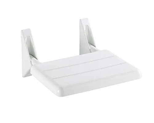 WENKO Duschklappsitz Secura - 120 kg Tragkraft - Badezimmerhocker, platzsparend und hochklappbar, aus stabilem, weißen Kunststoff, TÜV/GS geprüft, ideal für sicherere Duscherlebnisse.