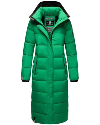 Navahoo Damen Wintermantel Isalie in Smaragd Green, Gr. XXL - Funktionsjacken: Modischer Steppmantel mit abnehmbarer Kapuze und Innentasche für Bluetooth-Kopfhörer – ideal für kalte Tage und perfekt kombinierbar!