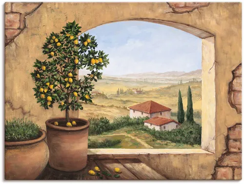 Artland Wandbild Fenster in der Toskana - Leinwandbild für Ihr Zuhause - Kunstdrucke mit beeindruckendem Fensterblick, fertig montiert und ideal für eine stilvolle Wandgestaltung.