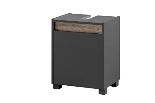 Schildmeyer Waschbeckenunterschrank Cosmo, anthrazit/wildeiche - Hochwertiger Badezimmerschrank aus FSC®-zertifiziertem Holzwerkstoff, made in Germany, mit pflegeleichter Oberfläche und einfachem Aufbau.
