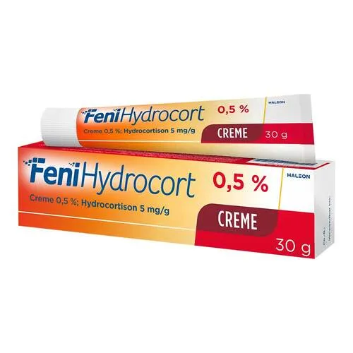 FeniHydrocort Creme 0,5 % - rezeptfreie Hautpflege - Arzneimittel zur Linderung von Hautentzündungen, enthält 0,5 % Hydrocortison für schnelle Erleichterung und ist ideal für empfindliche Haut.