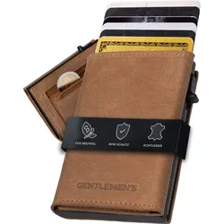Gentlemen's Cardholder 10 cm - Cognac - Portemonnaies mit Pop-Up-Mechanismus für schnellen Zugriff auf bis zu 7 Karten, RFID-Schutz und aus hochwertigem Echtleder für edles Design und Funktionalität.
