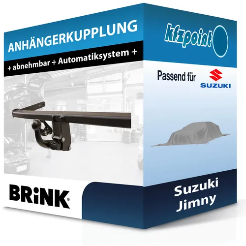 Suzuki Jimny I Typ FJ/SN (Brink) Abnehmbare Anhängerkupplung - Anhängerkupplung von Brink für Suzuki Jimny I, abnehmbar und ohne Eintragung in Fahrzeugpapiere notwendig, ideal für flexibles Anhängen bis 1300 kg.