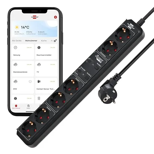 Brennenstuhl Eco-Line WIFI 6-fach Steckdosenleiste 1,5m - Praktische 6-fach Steckdosenleiste mit WIFI-Funktion, ideal für flexibles Arbeiten und die Steuerung Ihrer Geräte. Effiziente Energieverteilung und modernes Design.