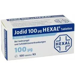 Jodid 100μg HEXAL - Schilddrüsenunterstützung - Arzneimittel zur Vorbeugung von Jodmangel und Behandlung von Kropf. Ideal für Erwachsene, Kinder und Säuglinge, sorgt für eine gesunde Schilddrüsenfunktion.