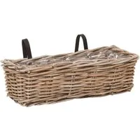 VIVANNO Blumenkasten SACADA 46 cm x 18 cm x 14 cm Natur - Eleganter VIVANNO Balkonkasten SACADA aus robustem Rattan, ideal für den Innenbereich. Mit einfacher Montage und stilvollem Design bringt er mediterranes Flair in Ihr Zuhause. Perfekt für kreative Pflanzideen und als dekorativer Blickfang.