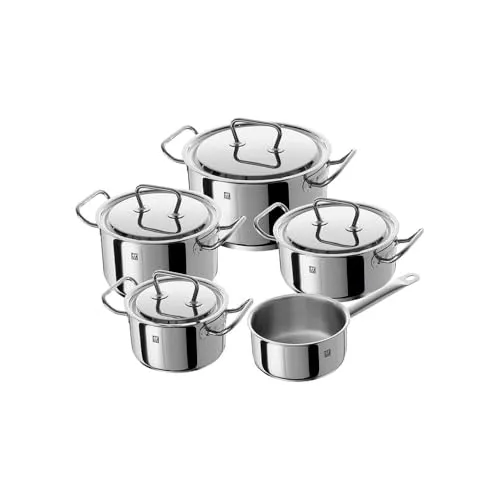 Zwilling Kochtopfset Twin - 5-teiliges Edelstahl-Topfset mit hitzebeständigen Griffen, ideal für Familienessen und vielseitige Kochmöglichkeiten