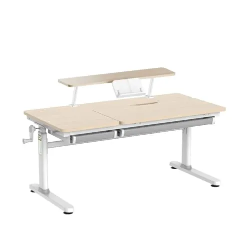 HOKO Kinderschreibtisch mit Schreibtischaufsatz - Manuell höhenverstellbarer Kinderschreibtisch mit verstellbarer Tischplatte und Buchstütze – ideal für ergonomisches Lernen und Wachsen.