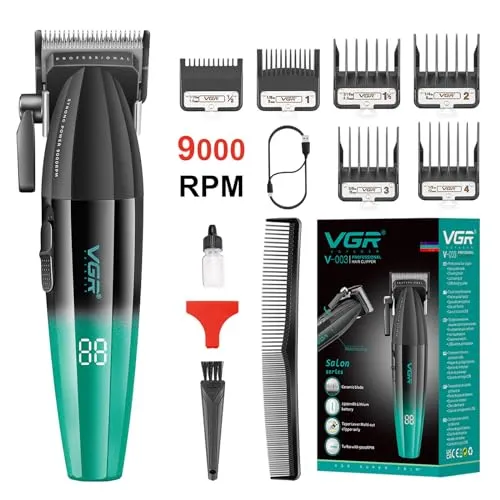 Vgr 003 Fresh Fade Haarschneidemaschine - Professioneller Haarscherer mit LCD-Anzeige und 250 Minuten Akkulaufzeit, ideal für präzise Haarschnitte und leise Nutzung. Perfekt für Männer und Friseure.