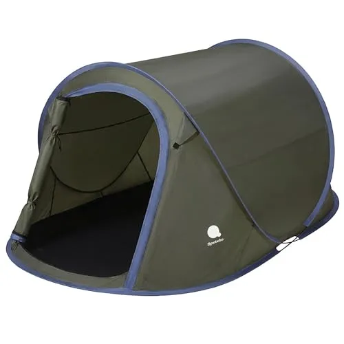 Spetebo Pop Up Wurfzelt grün - 2 Personen Camping Zelt - Wasserdichtes Pop Up Zelt für 2 Personen, schnell und einfach aufzubauen – ideal für Trekking und Festivals. Inklusive Heringen und Spannseilen für zusätzlichen Halt.