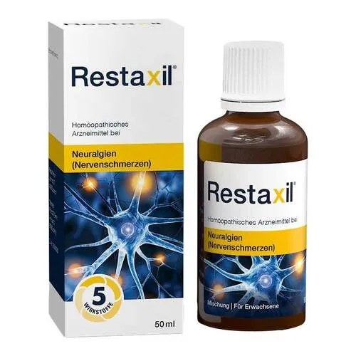 Restaxil 50 ML - Homöopathisches Mittel gegen Nervenschmerzen - Arzneimittel zur Linderung von Neuralgien, enthält natürliche Wirkstoffe und ist ideal für Erwachsene. Enthält 18 Vol.-% Alkohol!