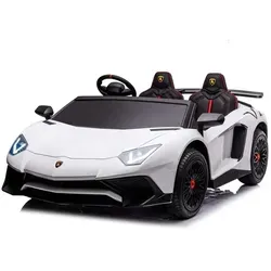 Kikkaboo Kinder Elektroauto Lamborghini Aventador SVJ Zweisitzer - Kinderfahrzeuge für doppelten Fahrspaß! Das lizensierte Lamborghini Elektroauto mit Stoßdämpfern und EVA-Reifen bietet sicheren Fahrkomfort für zwei Kinder.