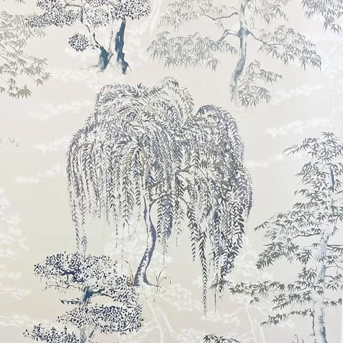 Japanisch Garten Tapete Orientalisch Bäume Weich Blau 909809 Arthouse
