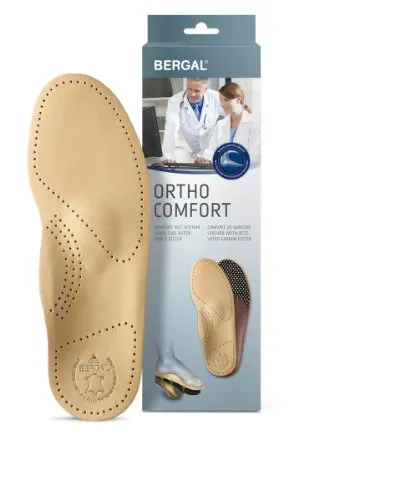Bergal Ortho Comfort Orthopädische Einlagen aus Leder (43) - Zubehör für Schuhe, 100 % naturbelassenes Leder sorgt für Feuchtigkeitsbindung und optimale Entlastung beim Gehen und Laufen.