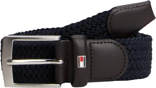 Tommy Hilfiger New Adan Herren Gürtel 3,5 cm - Herren-Gürtel aus hochwertigem Polyester-Elastan-Mix, ideal für jeden Anlass und mit praktischer eckiger Schnalle zur einfachen Größenanpassung.