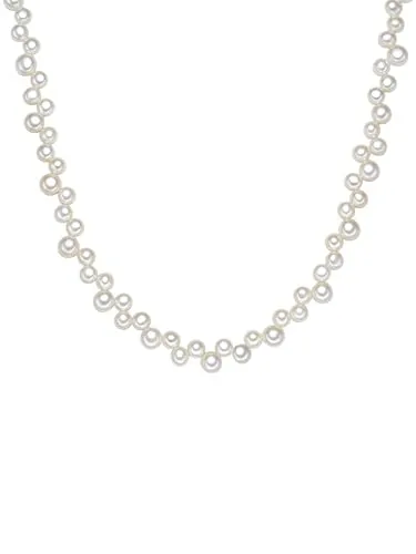 Valero Pearls Perlenkette - Elegante Süßwasser-Zuchtperlen in Silber - Ketten aus hochglanzpolierten Süßwasser-Zuchtperlen, ideal für besondere Anlässe oder als stilvolles Accessoire im Alltag.