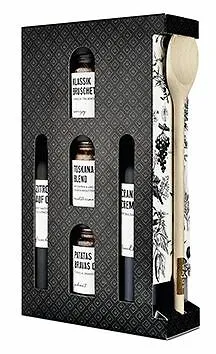 Wajos KOCH BOX mit Kochlöffel | Balsamico, Gewürzmischungen, Olivenöl - Genuss- und Geschenk-Set mit hochwertigen Gewürzmischungen und Olivenöl, perfekt für kreative Kochabende und als tolles Geschenk für Feinschmecker.