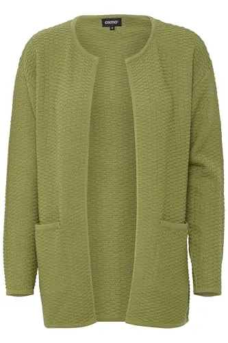 OXMO by - OXMiline - Cardigan - 21800085-ME, Größe:L, Farbe:Sage - Elegante Feinstrickjacke im Regular Fit mit perlmuttfarbenem Patch und Eingriffstaschen. Hergestellt aus hochwertiger Baumwolle, ideal für jeden Anlass.