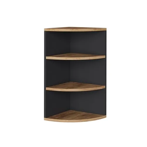 Vicco Eckregal Ecki, Anthrazit/Goldkraft Eiche - Eckregal mit 4 Ablageflächen, modernes Design in Anthrazit/Goldkraft Eiche, ideal für platzsparende Aufbewahrung in jedem Raum.