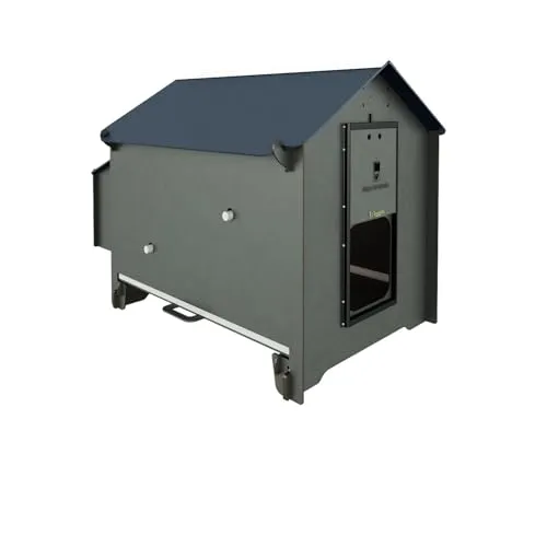 Hühnerstall POLLY CLASSIC GREY für 6 Hühner - Geflügelstall aus laminiertem HPL-Laminat, milbendicht und mit abnehmbarer Schublade für einfache Reinigung, ideal für Anfänger und erfahrene Züchter.