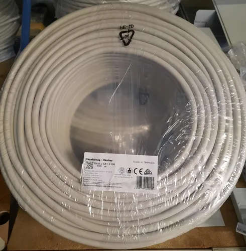 NYM-J 5×1,5 mm² GR 100m Unterputz Kabel Leitung Mantelleitung Waskönig+Walter