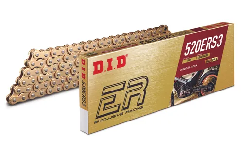 DID Standard Kette 520ERS3 mit 118 Clipschloss FJ in Gold - Endantriebsriemen & -ketten, robuste Standardkette mit Clipschloss, perfekter Halt und Langlebigkeit für dein Motorrad.